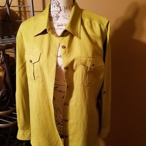 Gorgeous Ruby Rd Avocado linen shirt